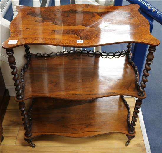 A Victorian walnut whatnot W.74cm